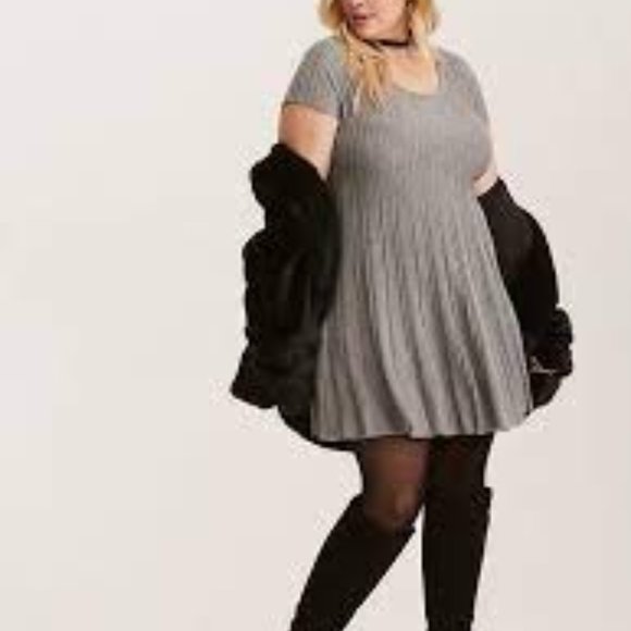 torrid Dresses & Skirts - TORRID Grey Sweater Knit Fluted Skater Dress 4X